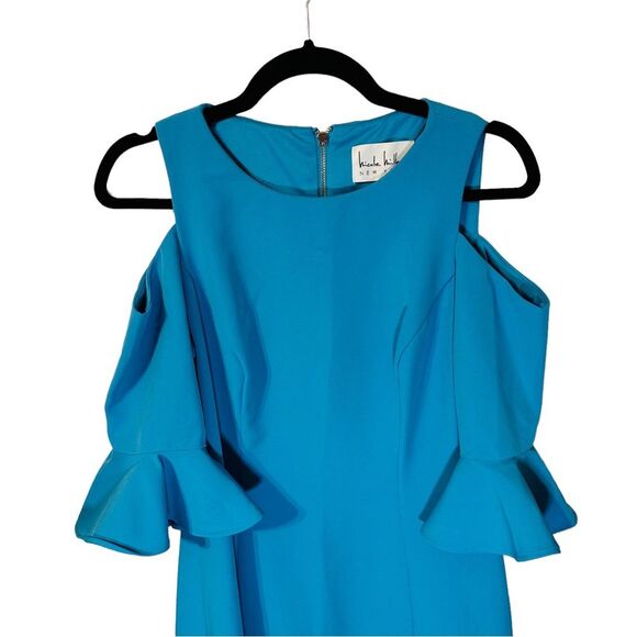 Nicole Miller New York Cold Shoulder Turquoise Blue Sz 6 - Picture 3 of 7